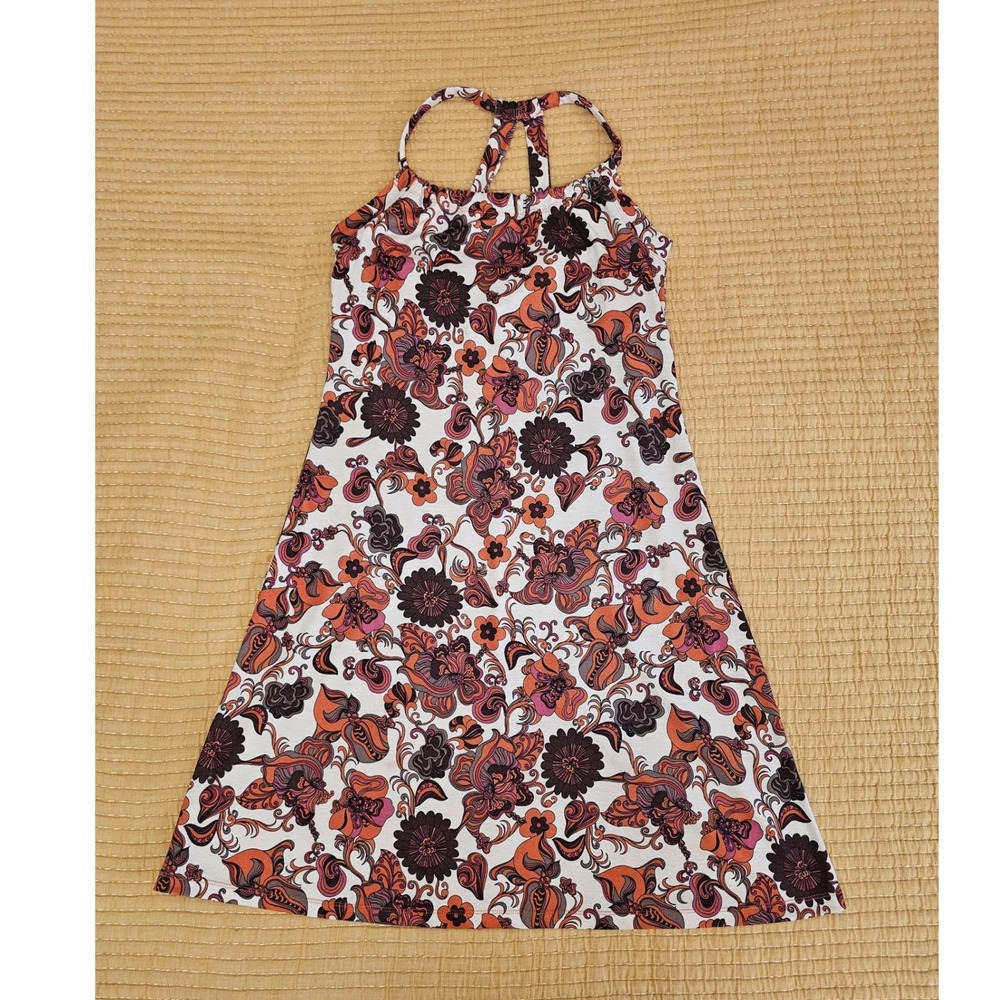 Prana Floral Midi Dress Lightweight Boho Retro Strappy Racerback W's Size M